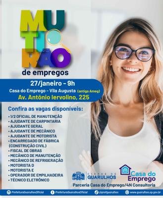 Mutirão de Emprego seleciona 70 vagas para diferentes cargos nesta segunda-feira